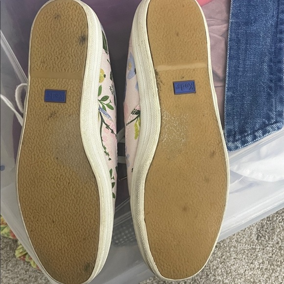 Keds Rifle Paper Co Pink Floral Sneakers Size 8.5 Womens Spring Lace Up Gold - Picture 7 of 7